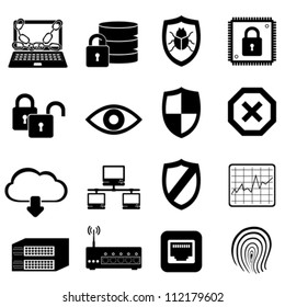 Network, Computer And Cyber Security Icon Set