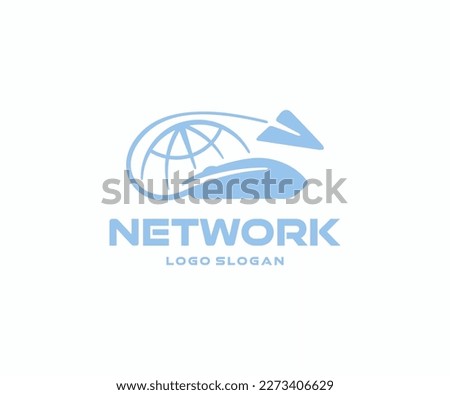 Network and computer science graphic design. Computer mouse with network connection logo design. Information and communication technology vector design