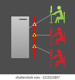 Network Computer Security, Piracy and Protection Firewall Vector Illustration