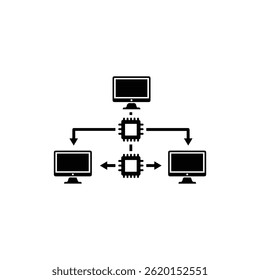 Network of Computers with Data Flowing Between Each
