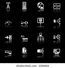 Network Computing Icons Series Set.  A series of icons relating to computer networks.