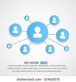 Network concept with 3d circles. Social media. Vector