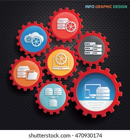 
Network concept design,gear info graphic on clean background,vector