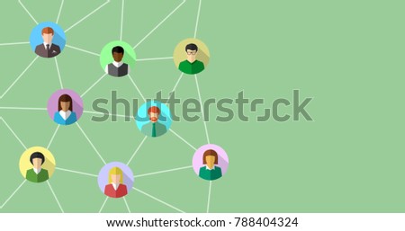 Network concept with diverse people connecting to each other. Abstract business and social networking banner background.