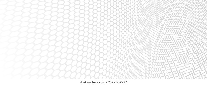 Network concept hexagonal pattern in 3D dimensional perspective, abstract background of future technology, science dynamic backdrop.