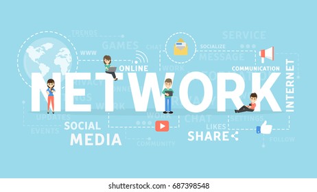Network concept illustration. Idea of chatting, social media and more.