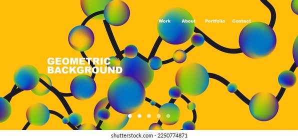 Network concept, line points connections geometric landing page background.