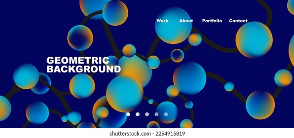 Network concept, line points connections geometric landing page background.