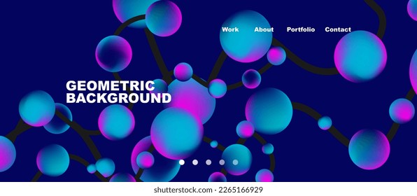 Network concept, line points connections geometric landing page background.