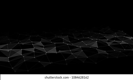 Network concept with lines and dots. Abstract connection dots and lines. Concept abstract connection points and lines. Particle wave on black background.