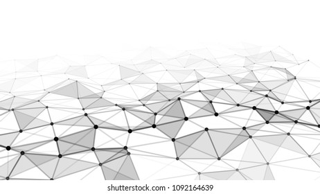 Network concept with lines and dots. Abstract connection dots and lines. Concept abstract connection points and lines. Particle wave on black background.
