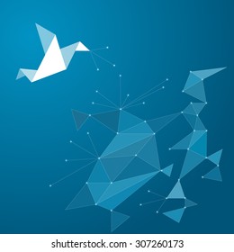 network concept and paper bird