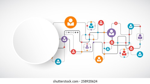 Concepto de red.  Medios sociales. Vector