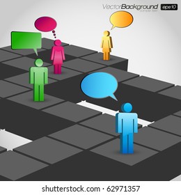 Network Concept With Speech Bubbles - Vector Illustration