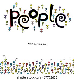 Network concept. Vector illustration. People. Cards.