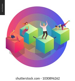 Network concept vector illustration - scheme showing users connection and interaction