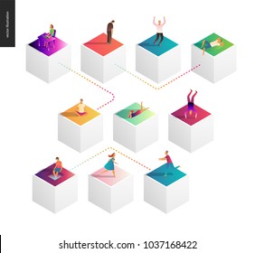 Network concept vector illustration - scheme showing users connection and interaction