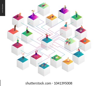 Network concept vector illustration - scheme showing users connection and interaction