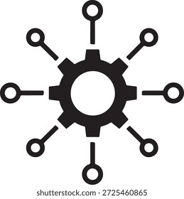 Red Configure, engranaje central con el icono de las conexiones aislado en el fondo blanco, Vector, ilustración