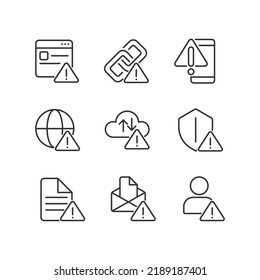 Network Connect Issues Pixel Perfect Linear Icons Set. Access Problem. Internet Connection Interruption. Customizable Thin Line Symbols. Isolated Vector Outline Illustrations. Editable Stroke