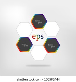 Network connected speech diagram. Color presentations with text box. Infographic.