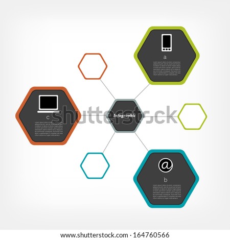 Network connected speech diagram. Color presentations with text box 