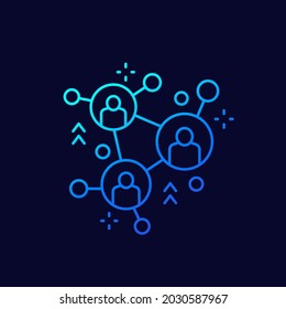 red, conectar icono de línea de personas, vector