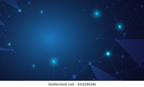 network connection abstract background with line polygonal shapes and vector design