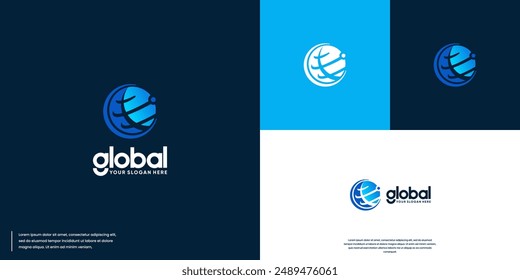 network connection abstract logo, global tech, logo design illustration.