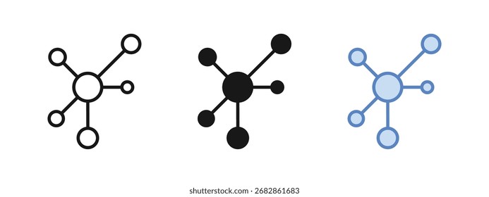 Conexão de rede ou ícone da molécula química com nós interconectados, representando comunicação digital, estrutura do sistema, fluxo de dados, tecnologia, molécula de rede e carbono.