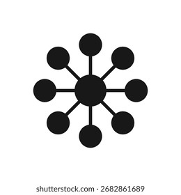 Conexão de rede ou ícone da molécula química com nós interconectados, representando comunicação digital, estrutura do sistema, fluxo de dados, tecnologia, molécula de rede e carbono.