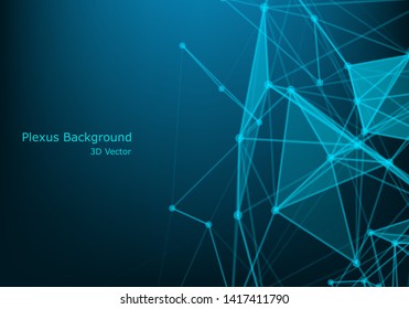Network connection concept black background vector illustration. Futuristic concept. 3d landscape. Big data digital background.