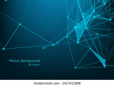 Network connection concept black background vector illustration. Futuristic concept. 3d landscape. Big data digital background.
