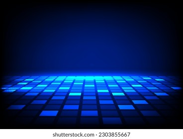 Network connection concept blue vector illustration. Futuristic hexagon perspective wide angle landscape. Futuristic honeycomb concept. Big data digital background.