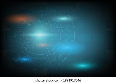 Network Connection in concept with Line Circle and shiny light on dark blue background. Abstract Technology background of data science on blank space. Medical Technology template.