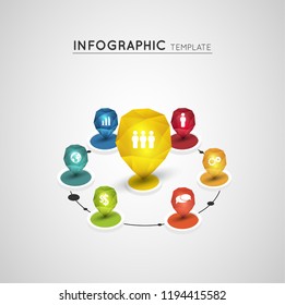 network connection concept, social media, isometric design