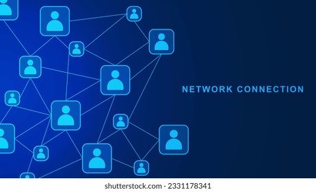 Conexión de red con personas conectadas. Antecedentes de las redes sociales, el trabajo en equipo y el concepto de tecnología de la comunicación mundial. Ilustración vectorial.