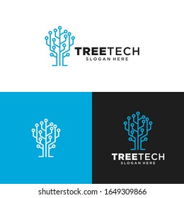 Network connection creative vector logo. Digital tree logotype concept. Cloud storage icon
