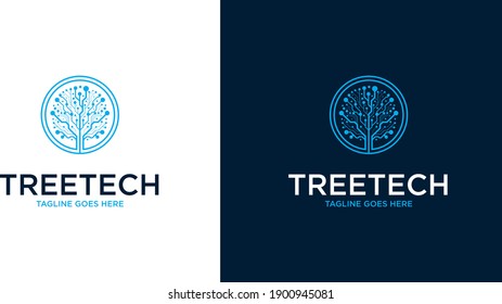 Network connection creative vector logo. Digital tree logotype concept. Cloud storage icon logo design template