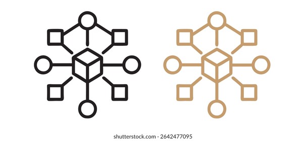 Network connection diagram with cube and nodes vector illustration outline design.