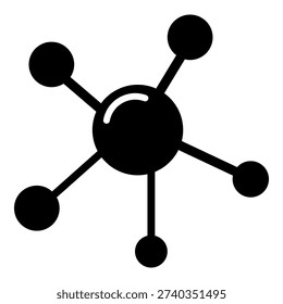 Network connection diagram illustrating a central hub with multiple connected nodes This abstract technological graphic represents data flow and system organization