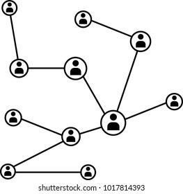 Network Connection, Hub, Social Network Isolated Flat Line Icon Vector Illustration