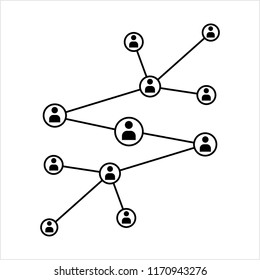Network Connection, Hub, Social Network Isolated Flat Line Icon Design Vector Art Illustration