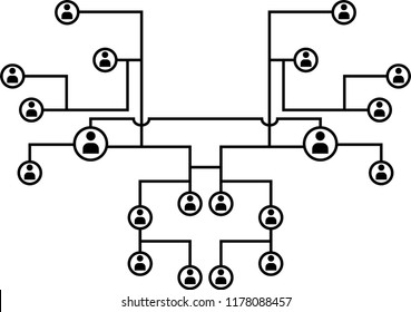 Network Connection, Hub, Social Network Isolated Flat Line Icon Vector Illustration