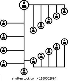 Network Connection, Hub, Social Network Isolated Flat Line Icon Vector Illustration