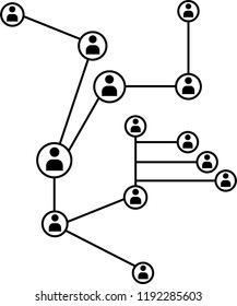 Ilustración de vectores de línea plana aislada de conexión de red, concentrador, red social