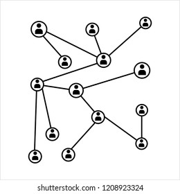 Conexión de red, concentrador, red social Isolación Icono de línea plana Diseño Ilustración de arte vectorial