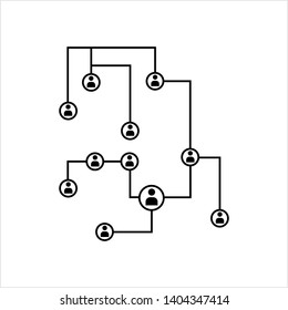 Network Connection, Hub, Social Network Isolated Flat Line Icon Design Vector Art Illustration