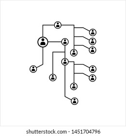 Network Connection, Hub, Social Network Isolated Flat Line Icon Design Vector Art Illustration