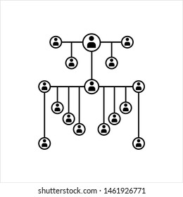 Network Connection, Hub, Social Network Isolated Flat Line Icon Design Vector Art Illustration